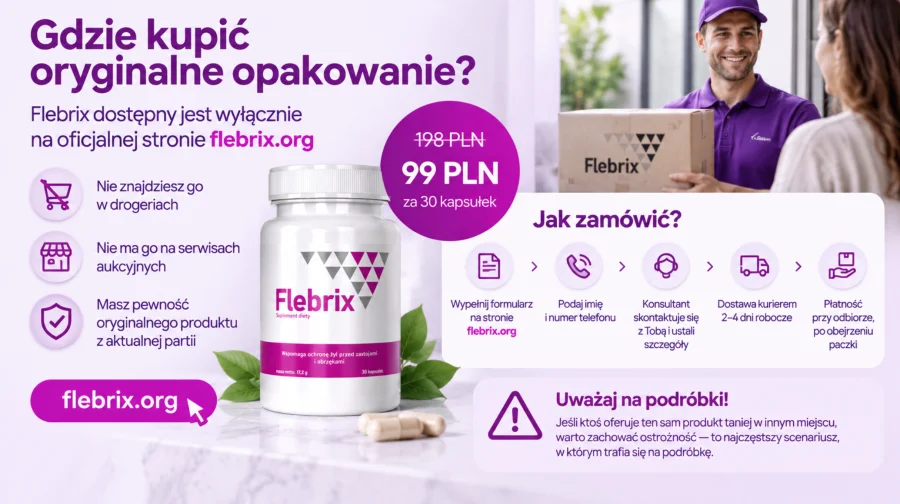Flebrix — oryginalne opakowanie 30 kapsułek zamawiane na oficjalnej stronie